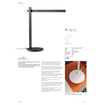 Redo 01-2213 - Επιτραπέζια λάμπα αφής dimming LED OMEO LED/5,5W/230V 3000/4500/6500K μαύρο