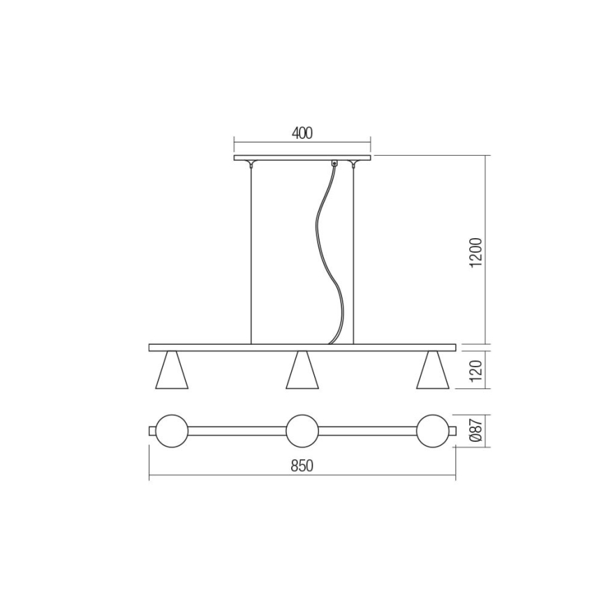 Redo 01-2218 -  Κρεμαστό φωτιστικό οροφής ράγα ZUMA 3xGU10/15W/230V μαύρο/χρυσό