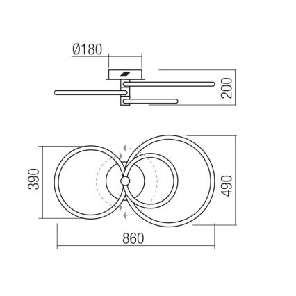 Redo 01-2225 - Σταθερό πολύφωτο dimming LED SPELL LED/54W/230V 3000K λευκό