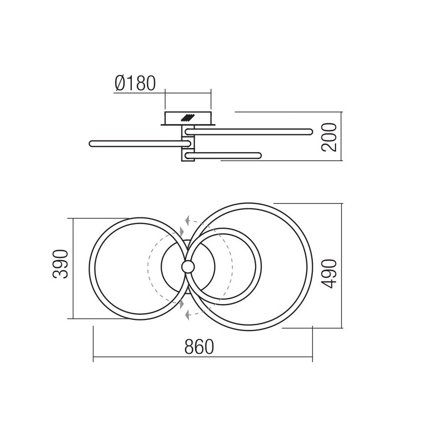 Redo 01-2226 - Πλαφονιέρα οροφής ντιμαριζόμενη LED SPELL LED/54W/230V 3000K γυαλιστερό χρώμιο