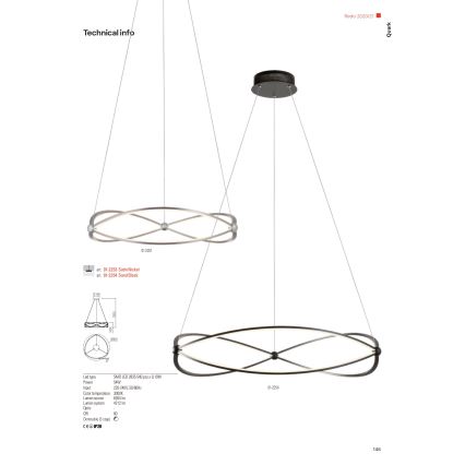 Redo 01-2251 - Led Dimmable κρεμαστό φωτιστικό οροφής QUARK LED/43W/230V 3000K διάμετρος 60 cm ματ χρώμιο