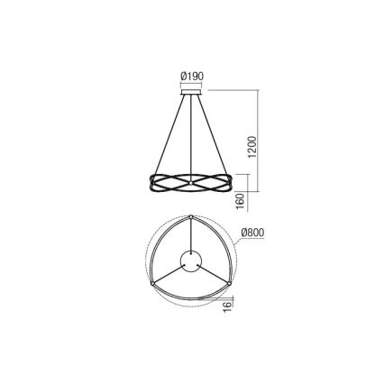 Redo 01-2251 - Led Dimmable κρεμαστό φωτιστικό οροφής QUARK LED/43W/230V 3000K διάμετρος 60 cm ματ χρώμιο