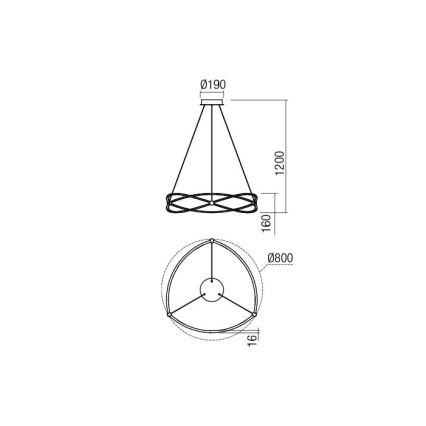 Redo 01-2251 - Led Dimmable κρεμαστό φωτιστικό οροφής QUARK LED/43W/230V 3000K διάμετρος 60 cm χρώμιο