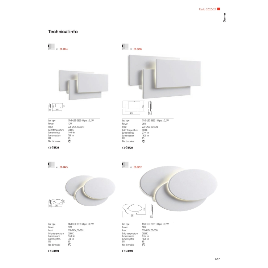 Redo 01-2297 - Επιτοίχιο φωτιστικό LED GAMER LED/36W/230V λευκό