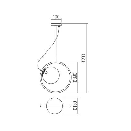 Redo 01-2321 - -Κρεμαστό φωτιστικό οροφής KLEIDI 1xE27/42W/230V διάμετρος 39 cm καφέ