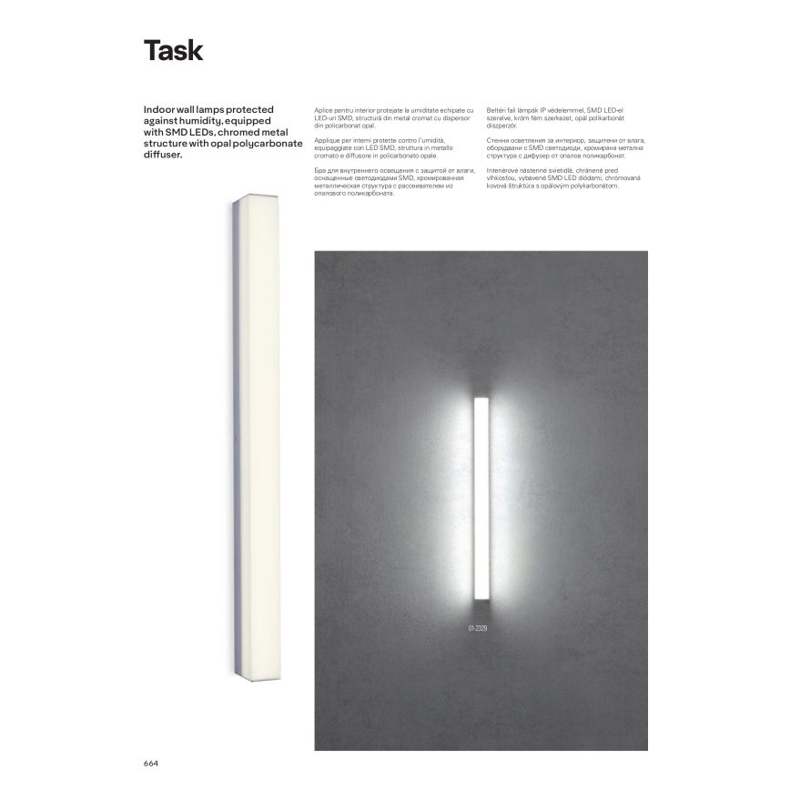 Redo 01-2330 - LED Φωτιζόμενος καθρέφτης μπάνιου TASK LED/18W/230V 90 cm CRI 90 IP44 γυαλιστερό χρώμιο