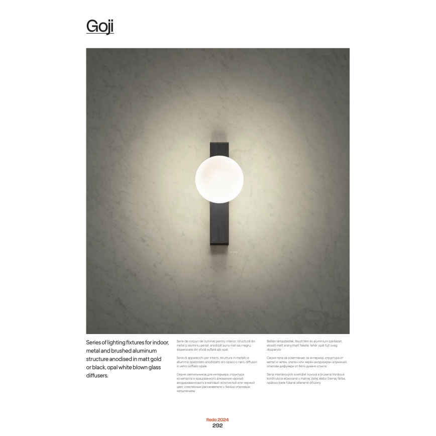 Redo 01-2372 - Φωτιστικό τοίχου GOJI 1xG9/28W/230V χρυσαφί