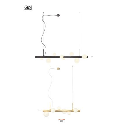 Redo 01-2374 - Πολύφωτο με συρματόσχοινο GOJI 6xG9/28W/230V χρυσαφί