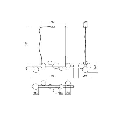 Redo 01-2375 - Πολύφωτο με συρματόσχοινο GOJI 6xG9/28W/230V μαύρο