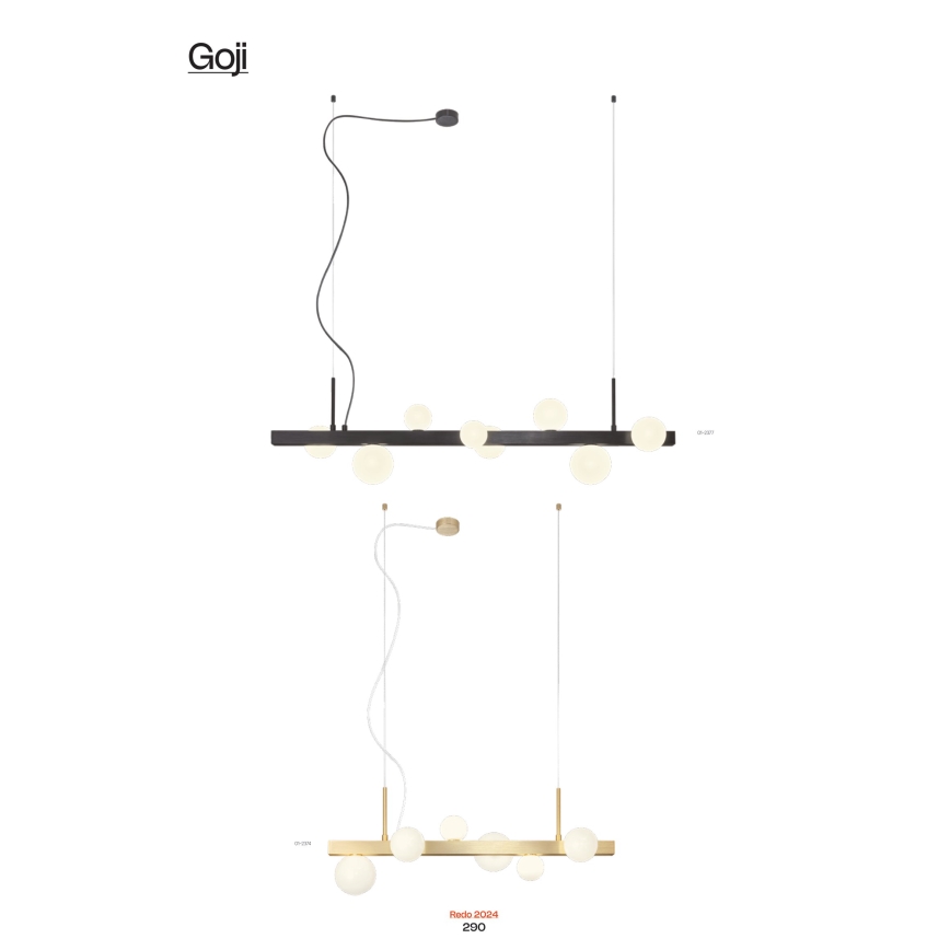 Redo 01-2376 - Πολύφωτο με συρματόσχοινο GOJI 8xG9/28W/230V χρυσαφί