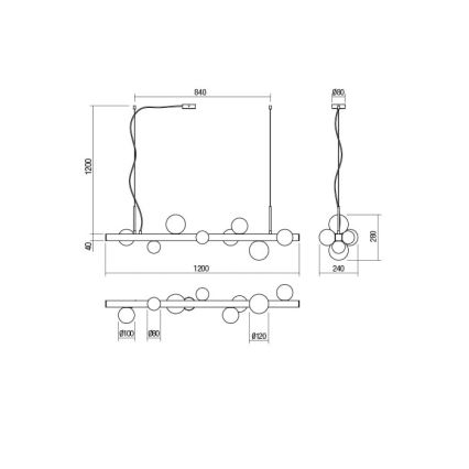 Redo 01-2376 - Πολύφωτο με συρματόσχοινο GOJI 8xG9/28W/230V χρυσαφί