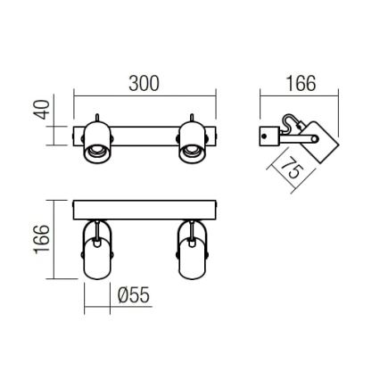 Redo 01-2416 - Φωτιστικό τοίχου TAFFI 2xE27/42W/230V μαύρο/οξιά