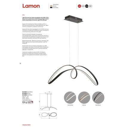 Redo 01-2454 - Κρεμαστό φωτιστικό οροφής LED LAMON LED/57W/230V χρυσαφί