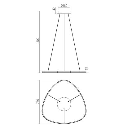 Redo 01-2456 - Πολύφωτο LED με συρματόσχοινο TRIAD LED/36W/230V 4000K μπρονζέ