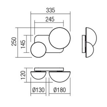 Redo 01-2471 - Επιτοίχιο φωτιστικό LUMIEN 2xG9/10W/230V χρυσό/λευκό