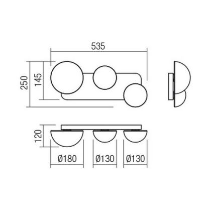 Redo 01-2472 - Επιτοίχιο φωτιστικό LUMIEN 3xG9/10W/230V χρυσό/λευκό