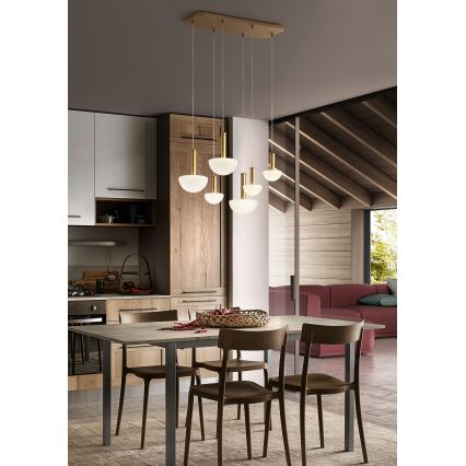 Redo 01-2476 - Κρεμαστό φωτιστικό με καλώδιο LUMIEN 6xG9/10W/230V χρυσό/λευκό