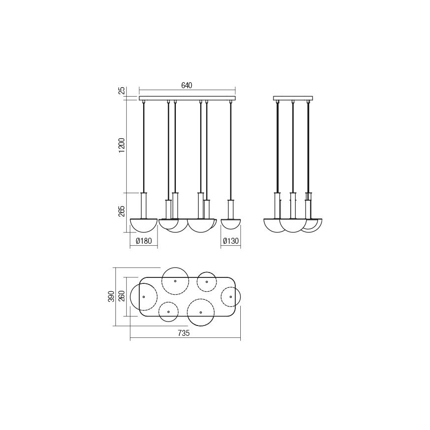 Redo 01-2476 - Κρεμαστό φωτιστικό με καλώδιο LUMIEN 6xG9/10W/230V χρυσό/λευκό