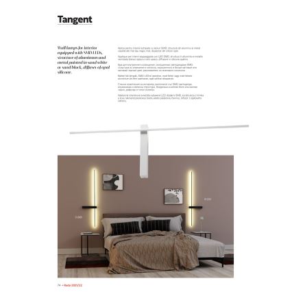 Redo 01-2479 - Επιτοίχιο φωτιστικό LED TANGENT LED/14W/230V 3000K 125,4 cm λευκό