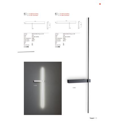 Redo 01-2480 - LED επιτοίχιο φωτιστικό TANGENT LED/14W/230V μαύρο