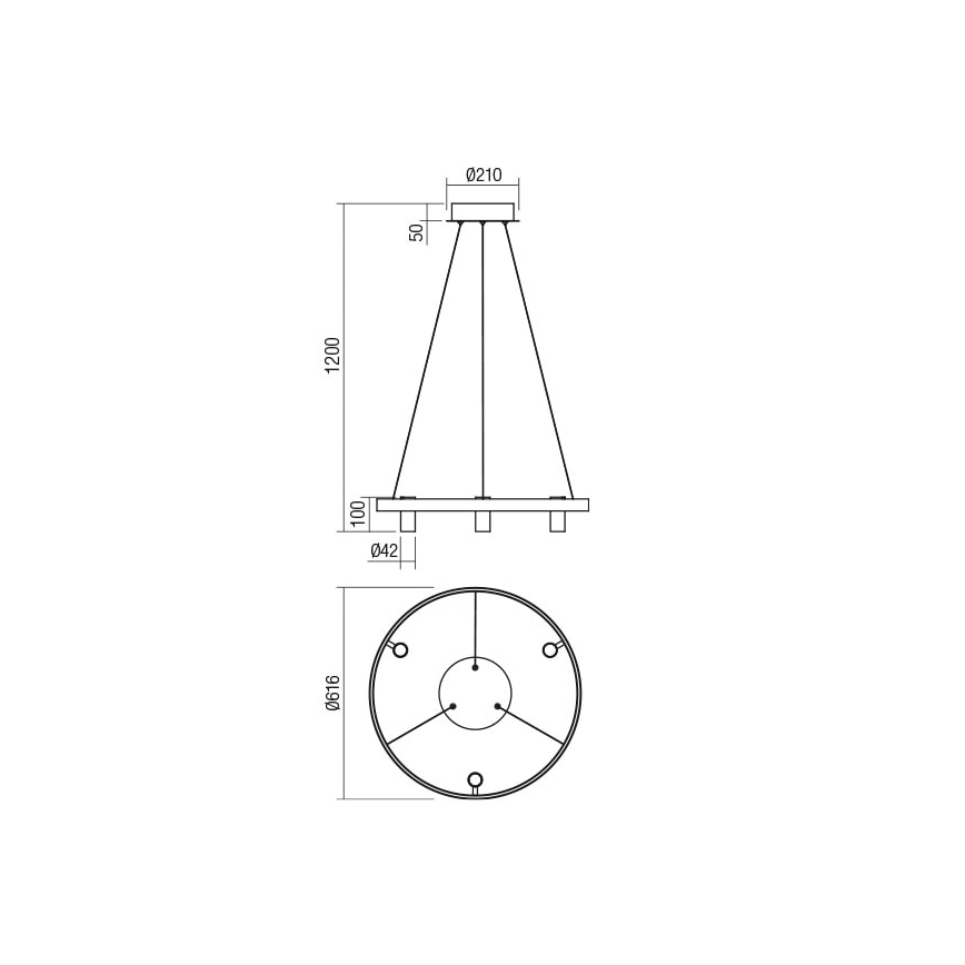 Redo 01-2490 - Κρεμαστό φωτιστικό οροφής LED SUMMIT LED/38W/230V CRI 90 διάμετρος 61,6 cm χρυσαφί