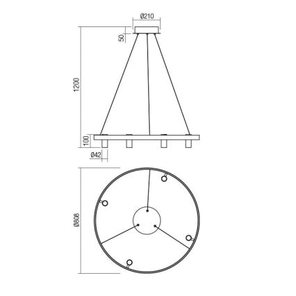 Redo 01-2492 - Κρεμαστό φωτιστικό οροφής LED SUMMIT LED/53,5W/230V CRI 90 διάμετρος 80,8 cm χρυσαφί