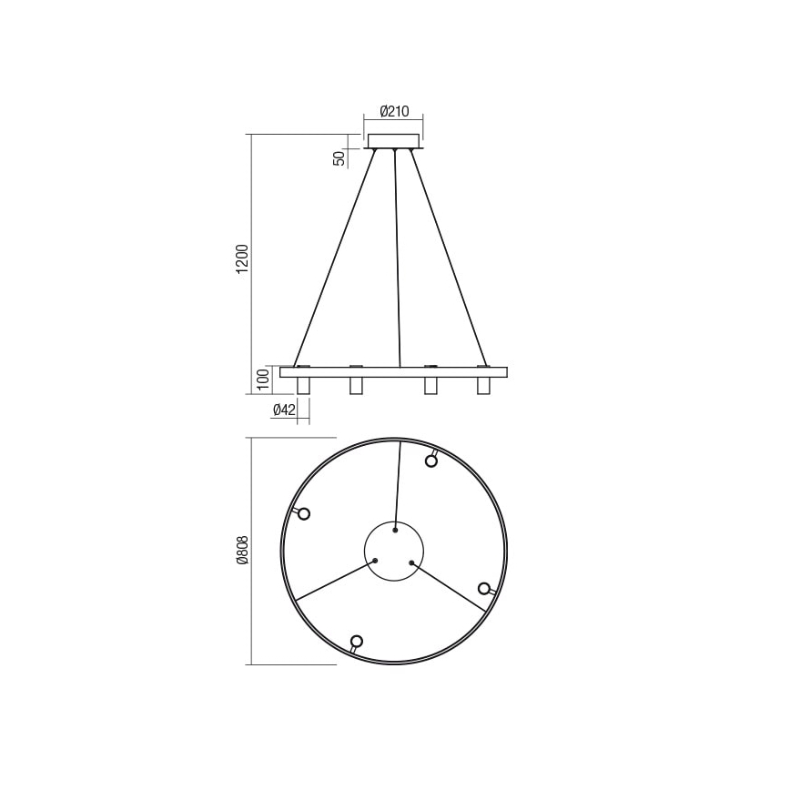 Redo 01-2492 - Κρεμαστό φωτιστικό οροφής LED SUMMIT LED/53,5W/230V CRI 90 διάμετρος 80,8 cm χρυσαφί