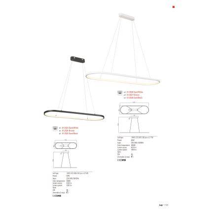 Redo 01-2523 - Led Dimmable κρεμαστό φωτιστικό οροφής LAP LED/32W/230V CRI 90 λευκό