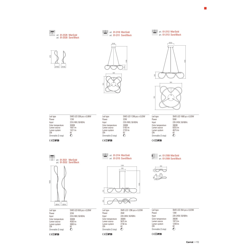 Redo 01-2529 - Επιτραπέζια λάμπα dimming LED CORRAL LED/12W/230V χρυσαφί