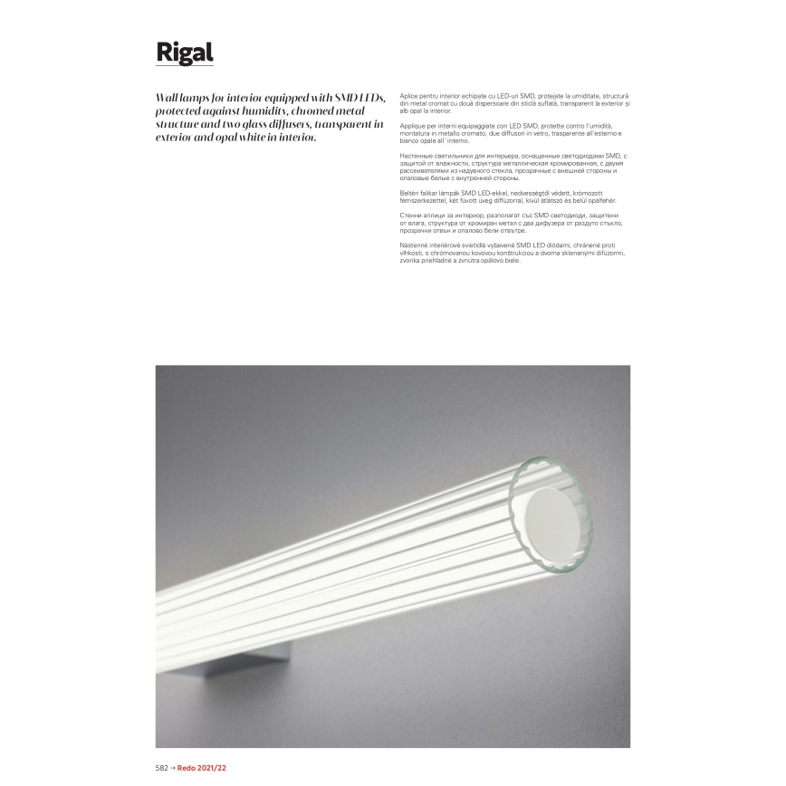 Redo 01-2593 - LED φωτιστικό για καθρέφτη μπάνιου RIGAL LED/18W/230V 4000K 91 cm CRI 90 IP44 γυαλιστερό χρώμιο/λευκό