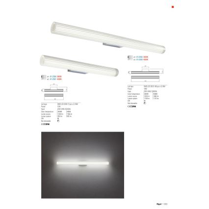 Redo 01-2593 - LED φωτιστικό για καθρέφτη μπάνιου RIGAL LED/18W/230V 4000K 91 cm CRI 90 IP44 γυαλιστερό χρώμιο/λευκό