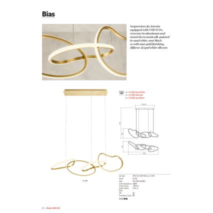 Redo 01-2594 - Led Dimmable κρεμαστό φωτιστικό οροφής BIAS LED/87,4W/230V 3000K λευκό