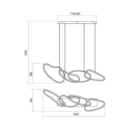 Redo 01-2594 - Led Dimmable κρεμαστό φωτιστικό οροφής BIAS LED/87,4W/230V CRI 90 3000K λευκό