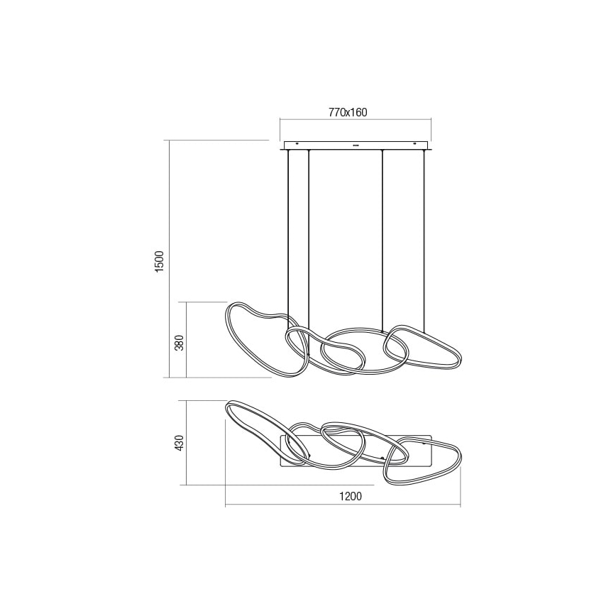 Redo 01-2594 - Led Dimmable κρεμαστό φωτιστικό οροφής BIAS LED/87,4W/230V CRI 90 3000K λευκό