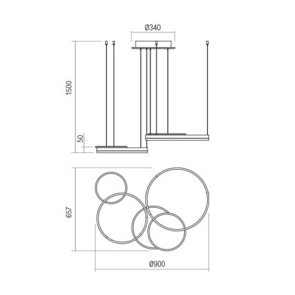 Redo 01-2605 - LED Ρυθμιζόμενο κρεμαστό φωτιστικό σε καλώδιο SIGUA LED/99W/230V CRI 90 λευκό
