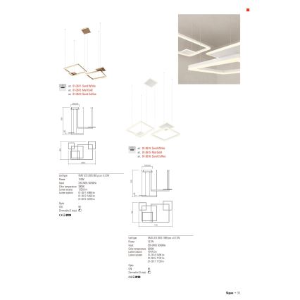 Redo 01-2611 - LED Ρυθμιζόμενο κρεμαστό φωτιστικό με καλώδιο SIGUA LED/110W/230V CRI 90 λευκό
