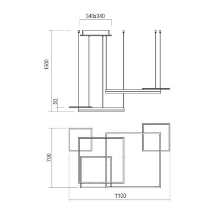 Redo 01-2615 - LED ρυθμιζόμενο κρεμαστό φωτιστικό με καλώδιο SIGUA LED/137W/230V CRI 90 χρυσό