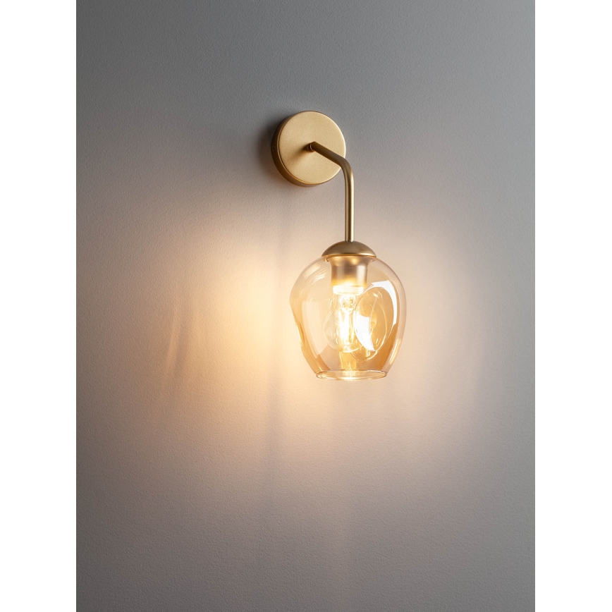 Redo 01-2617 - Λάμπα τοίχου PIERCE 1xE27/42W/230V χρυσό/φιμέ