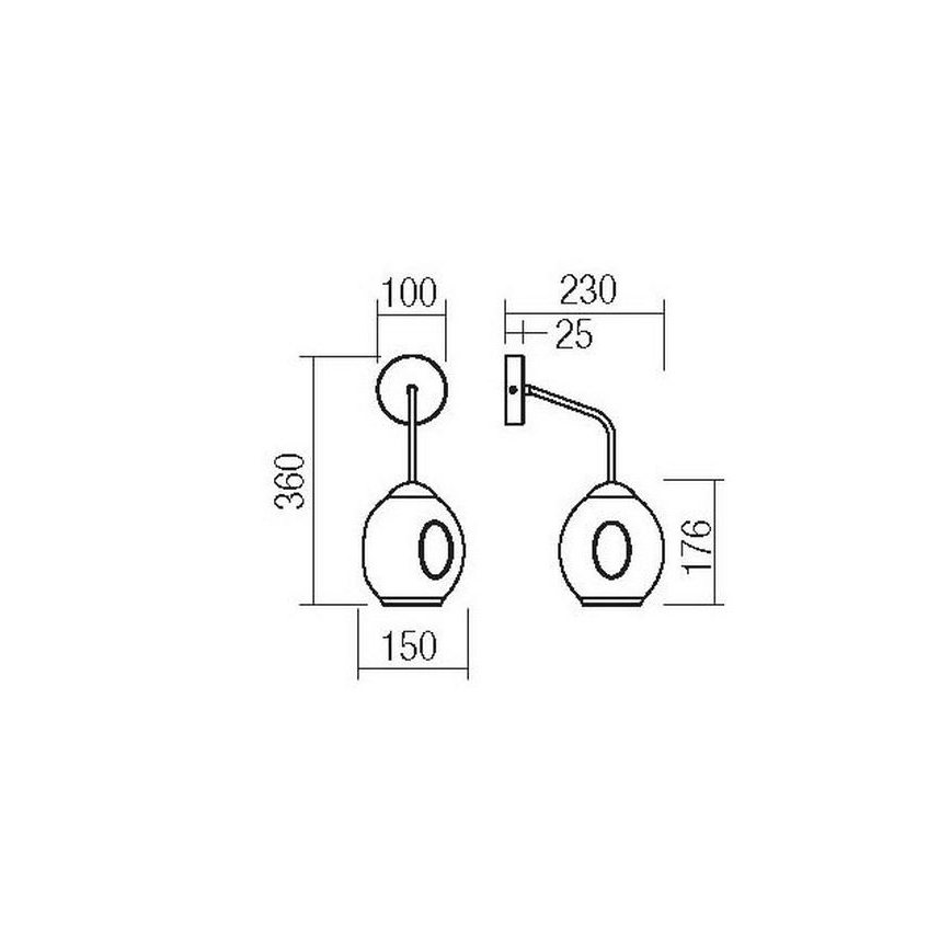 Redo 01-2617 - Λάμπα τοίχου PIERCE 1xE27/42W/230V χρυσό/φιμέ