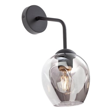 Redo 01-2618 - Λάμπα τοίχου PIERCE 1xE27/42W/230V μαύρο/φιμέ