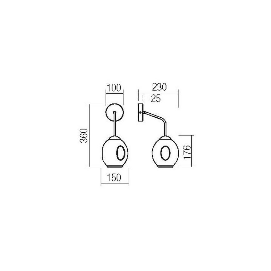Redo 01-2618 - Λάμπα τοίχου PIERCE 1xE27/42W/230V μαύρο/φιμέ