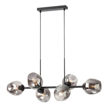 Redo 01-2620 - Κρεμαστό φωτιστικό οροφής PIERCE 6xE27/42W/230V μαύρο/φιμέ