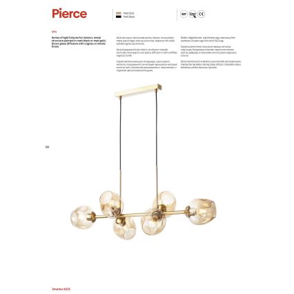 Redo 01-2622 - Κρεμαστό φωτιστικό οροφής PIERCE 8xE27/42W/230V μαύρο/φιμέ