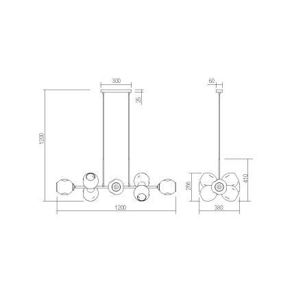 Redo 01-2622 - Κρεμαστό φωτιστικό οροφής PIERCE 8xE27/42W/230V μαύρο/φιμέ