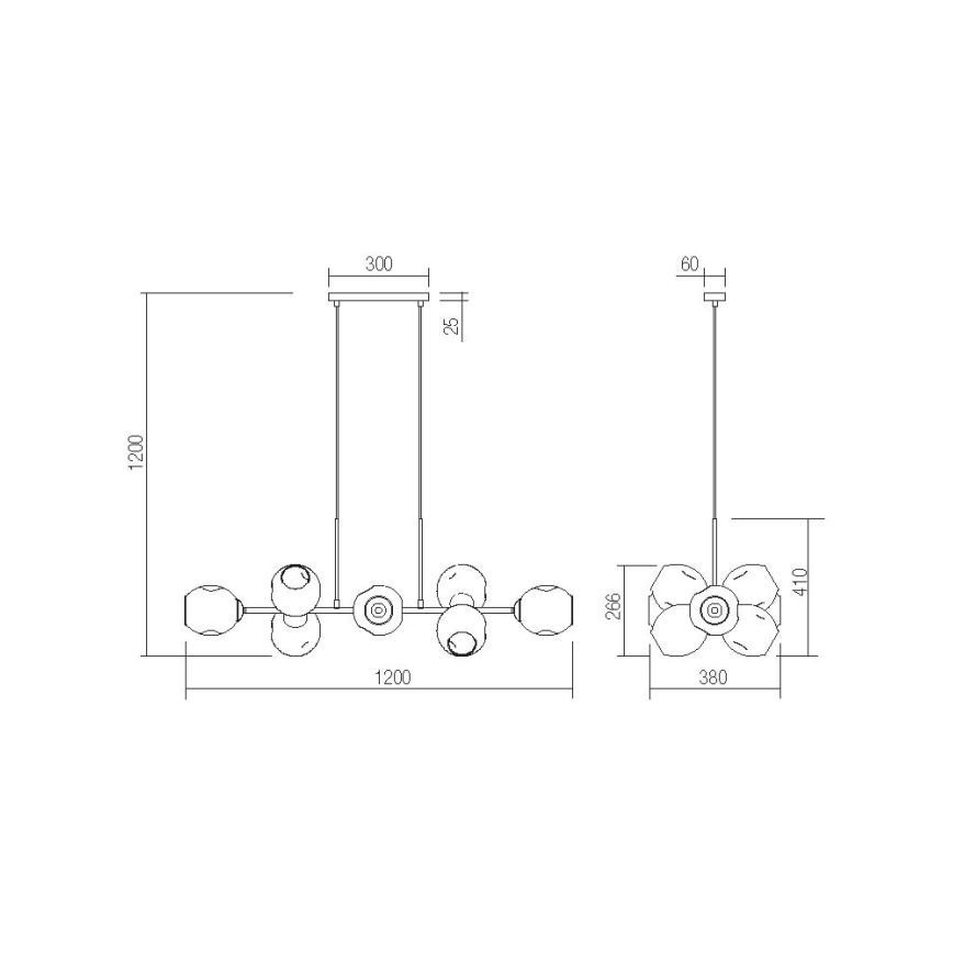 Redo 01-2622 - Κρεμαστό φωτιστικό οροφής PIERCE 8xE27/42W/230V μαύρο/φιμέ