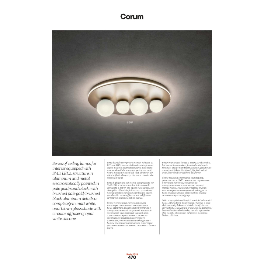 Redo 01-2657 - Φωτιστικό οροφής LED CORUM LED/48W/230V 3000K CRI 90 λευκό