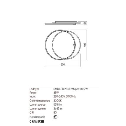 Redo 01-2660 - Φωτιστικό οροφής LED ARP LED/45W/230V μαύρο