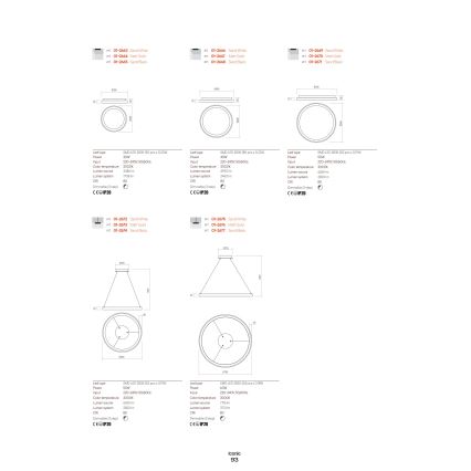 Redo 01-2667 - LED Dimmable φωτιστικό οροφής ICONIC LED/40W/230V διάμετρος 48 cm χρυσαφί