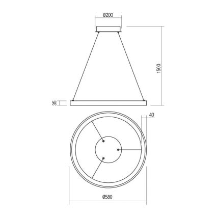 Redo 01-2673 - Led Dimmable κρεμαστό φωτιστικό οροφής ICONIC LED/50W/230V διάμετρος 58 cm χρυσαφί