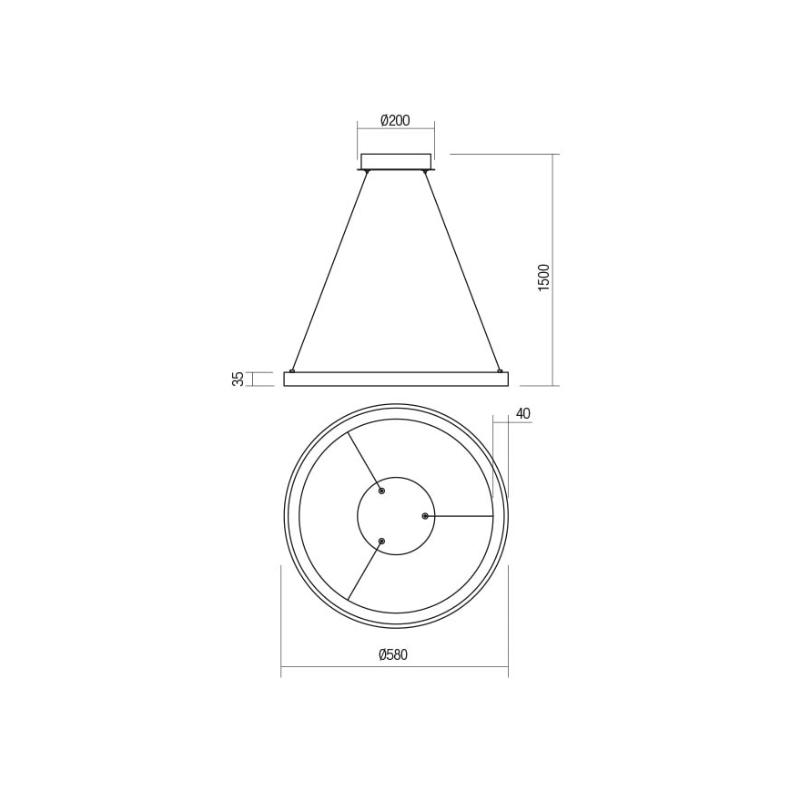 Redo 01-2673 - Led Dimmable κρεμαστό φωτιστικό οροφής ICONIC LED/50W/230V διάμετρος 58 cm χρυσαφί